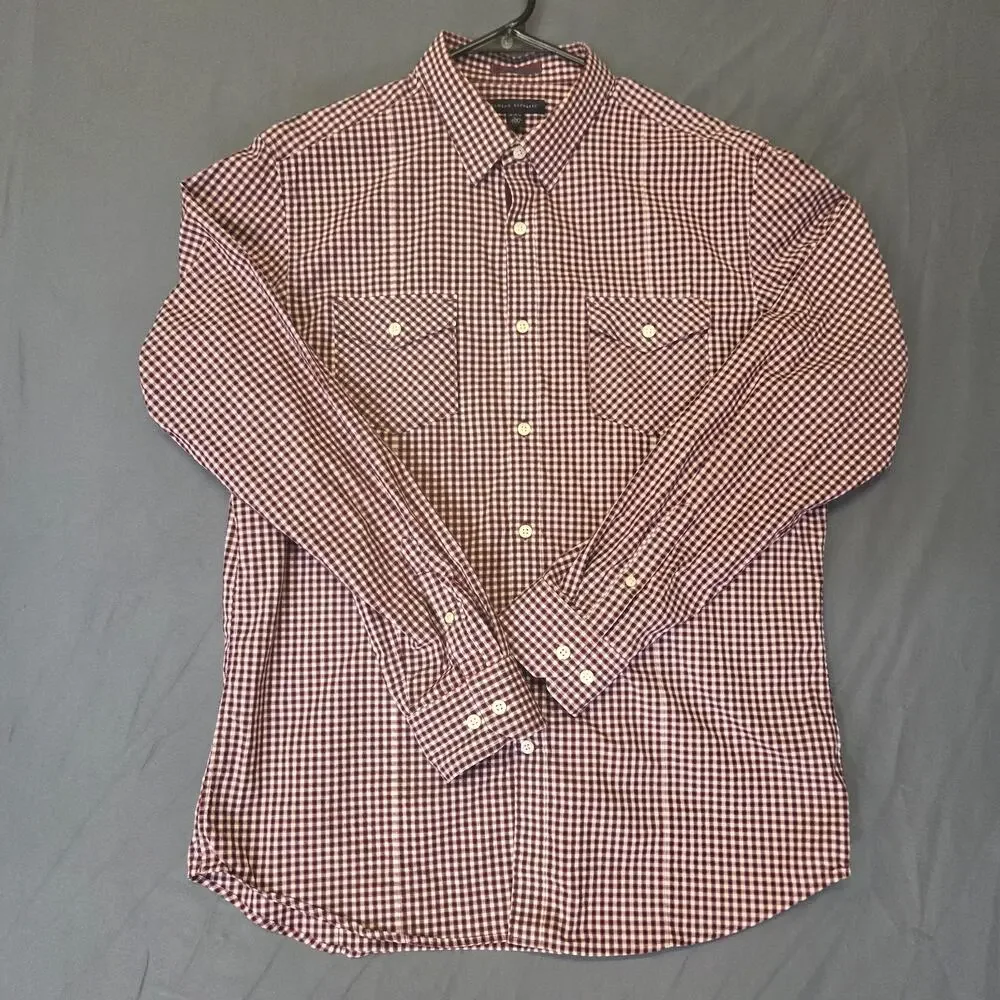 Banana Republic‎ Men’s Check Button down shirt Size L Red Black